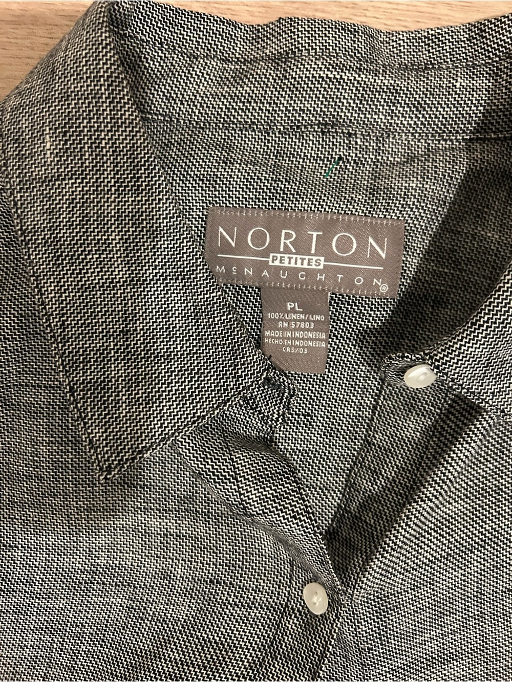 Norton McNaughton Gray Button-Up Linen Blend Blouse - Picture 4 of 6